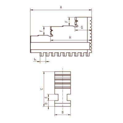 BISON Hard Solid Jaws for 4-jaw Scroll Chuck Ø250 mm for in- and outside clamping type 36**/37**